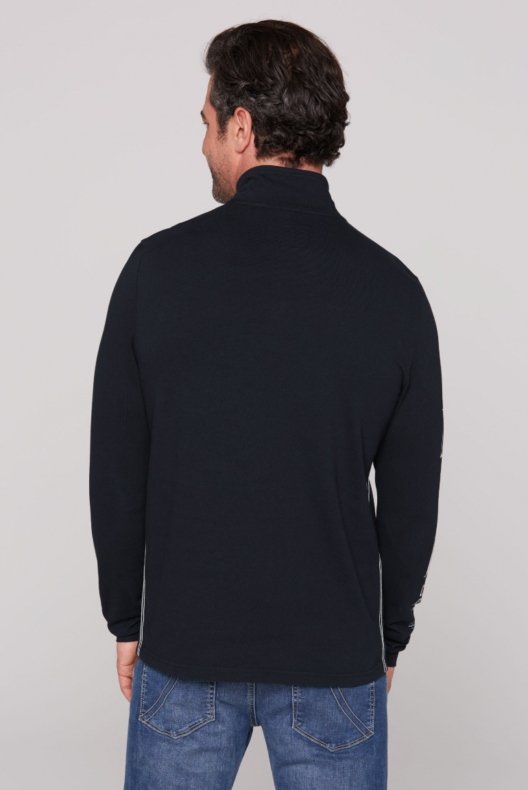 Longsleeve mit Troyer-Kragen und Artworks