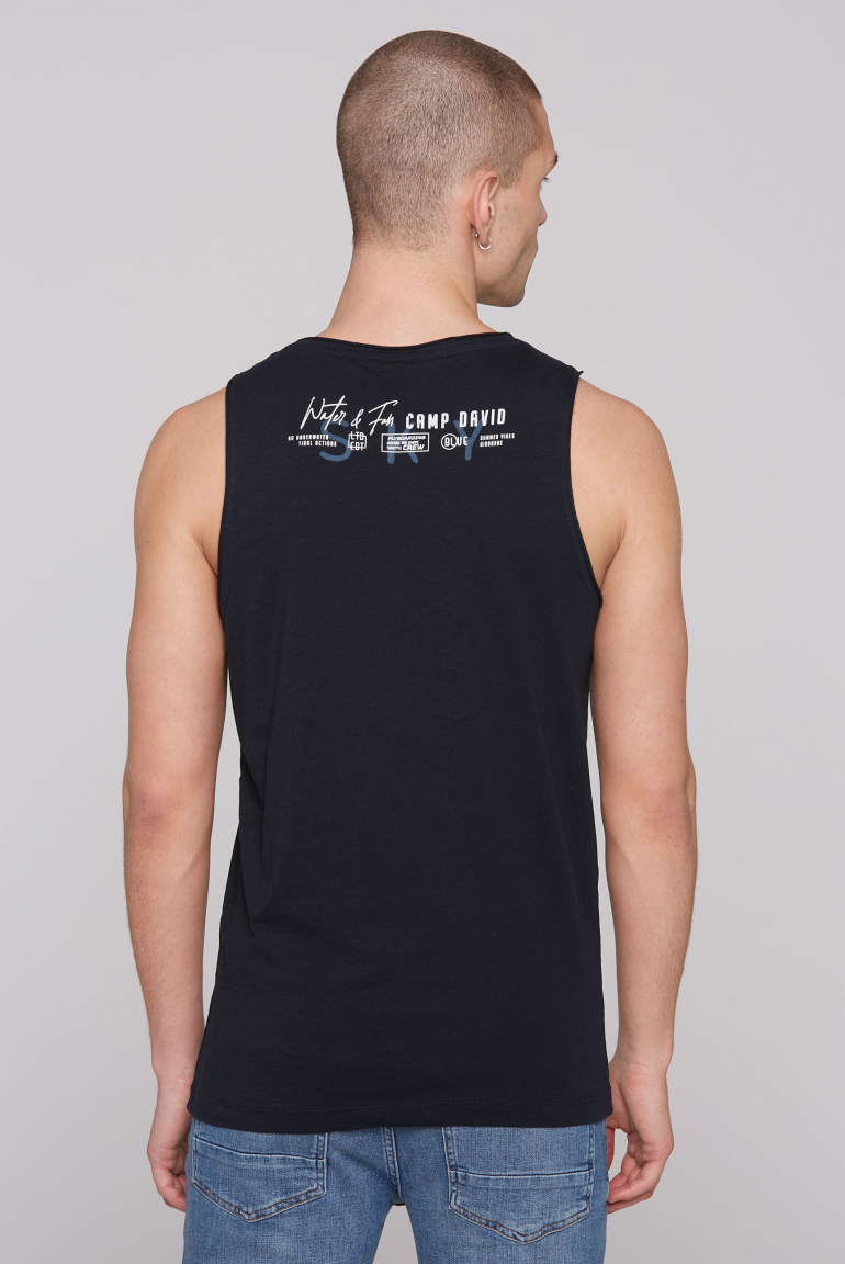Muskelshirt mit Print und Rubber-Details