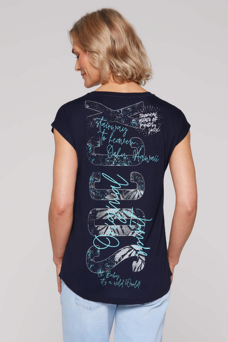 Shirt mit Jaquard-Streifen und Rücken-Print