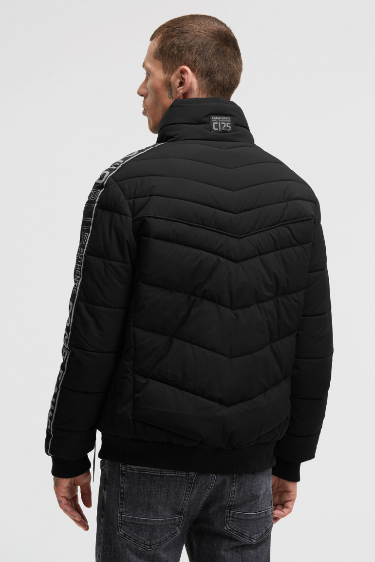 Steppblouson mit Doppelkragen und Logo-Tapes