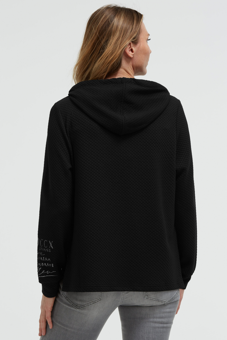 Strukturierter Hoodie mit Seitenschlitzen