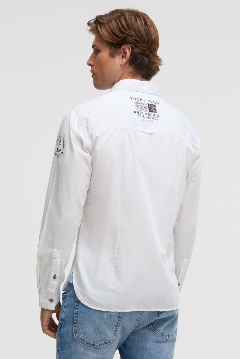 Strukturiertes Langarmhemd mit Logo-Applikationen