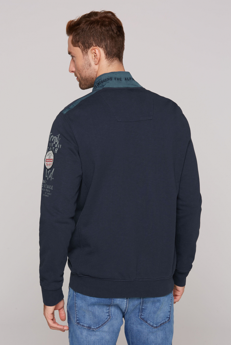 Sweatjacke im Materialmix mit Artworks