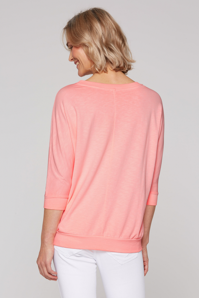 Sweatshirt mit verkürzten Ärmeln und Wording Print