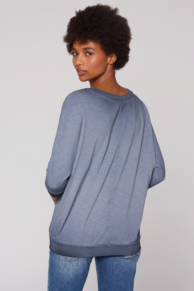 Sweatshirt mit verkürzten Ärmeln und Wording Print