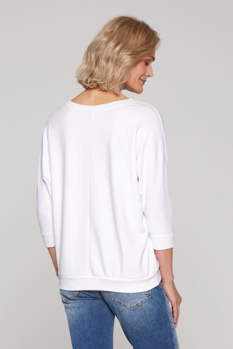 Sweatshirt mit verkürzten Ärmeln und Wording Print