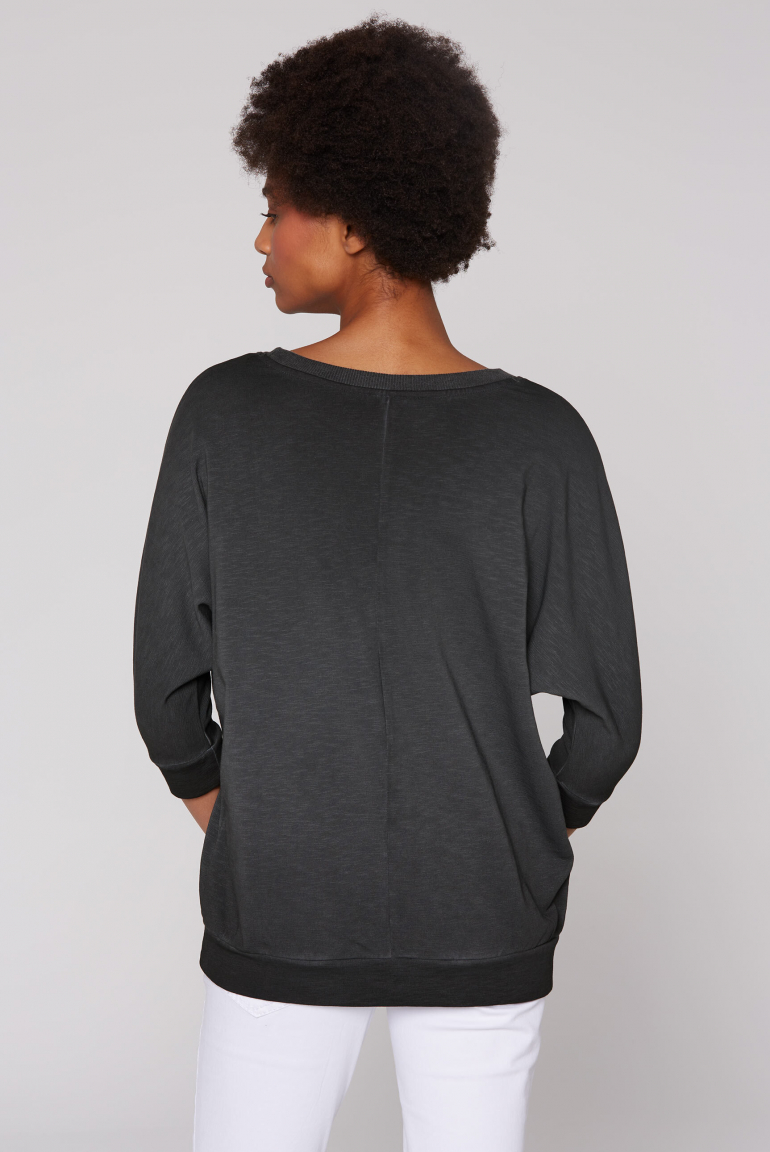 Sweatshirt mit verkürzten Ärmeln und Wording Print