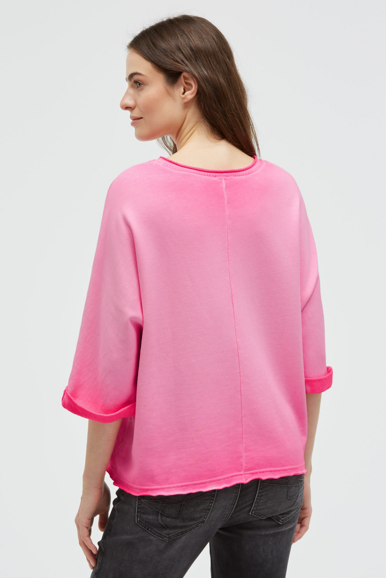 Sweatshirt Oil Dyed mit Kurzarm und Frontprint