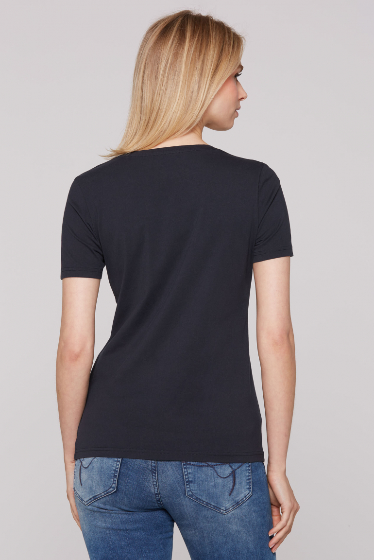 T-Shirt mit V-Ausschnitt und Artwork