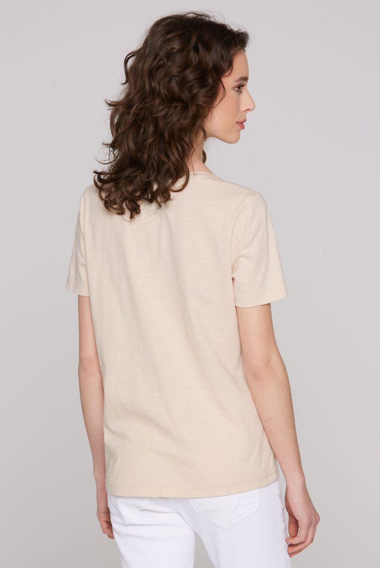 T-Shirt mit V-Neck und Caviar-Print-Wording