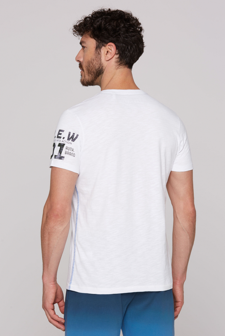 T-Shirt mit V-Neck und Label Prints