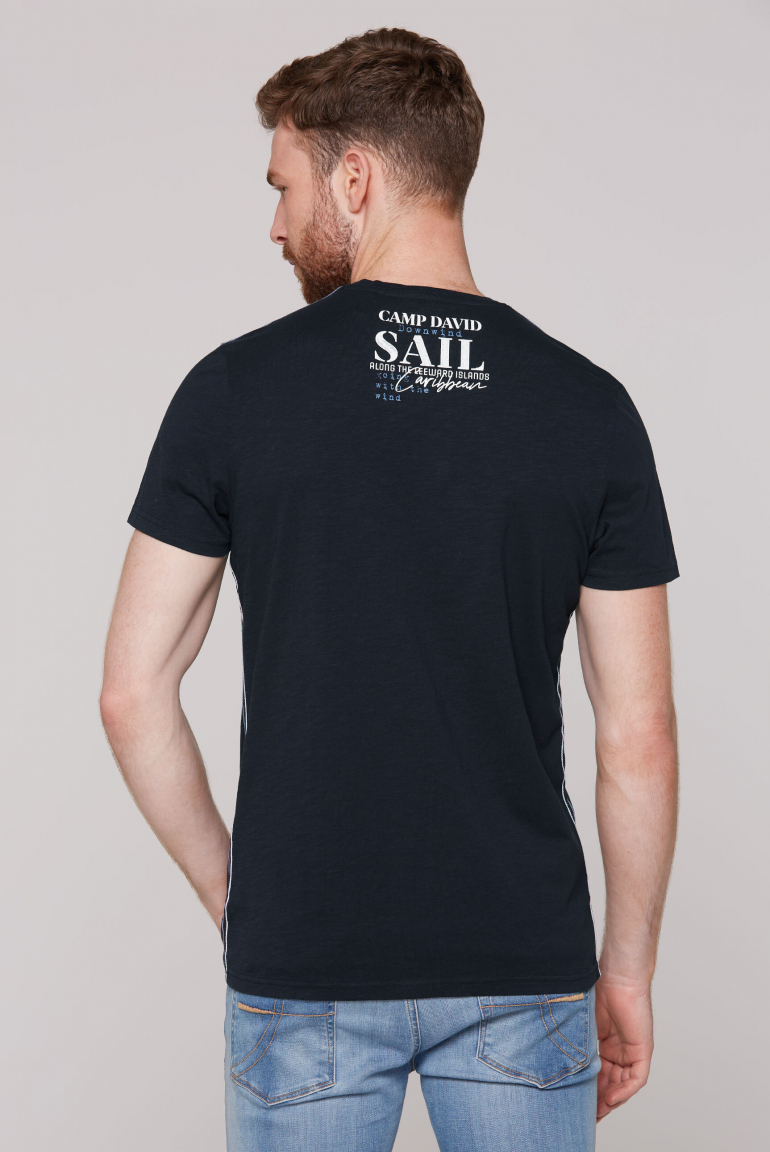 T-Shirt mit V-Neck und Wording Prints