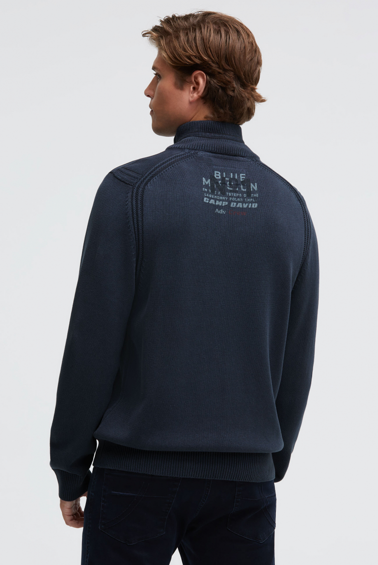 Troyer-Pullover mit Zipper, Tapes und Prints