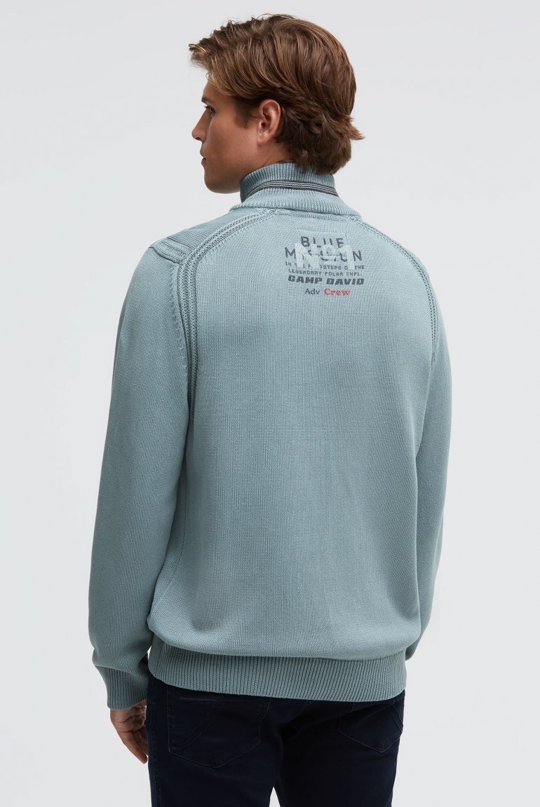 Troyer-Pullover mit Zipper, Tapes und Prints