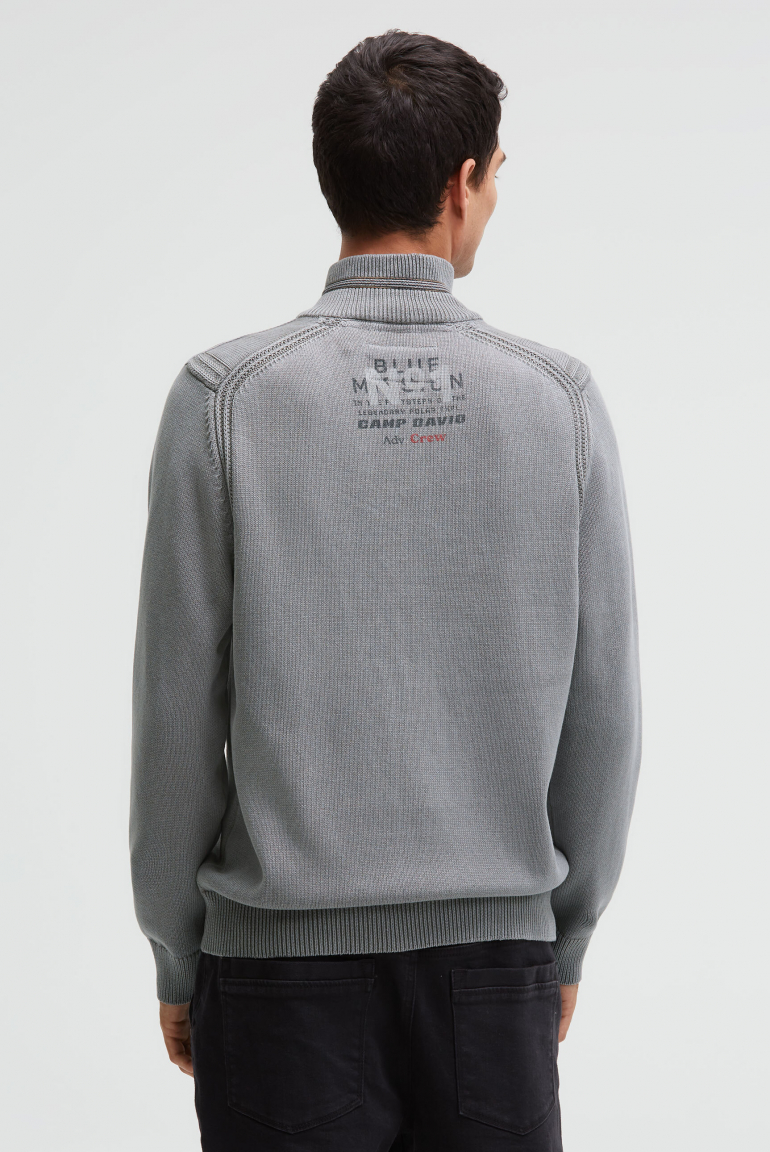 Troyer-Pullover mit Zipper, Tapes und Prints