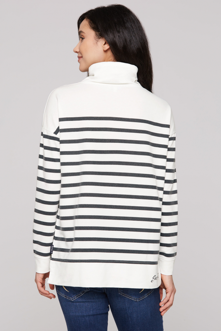 Troyer-Sweatshirt mit Streifen- und Flockprint