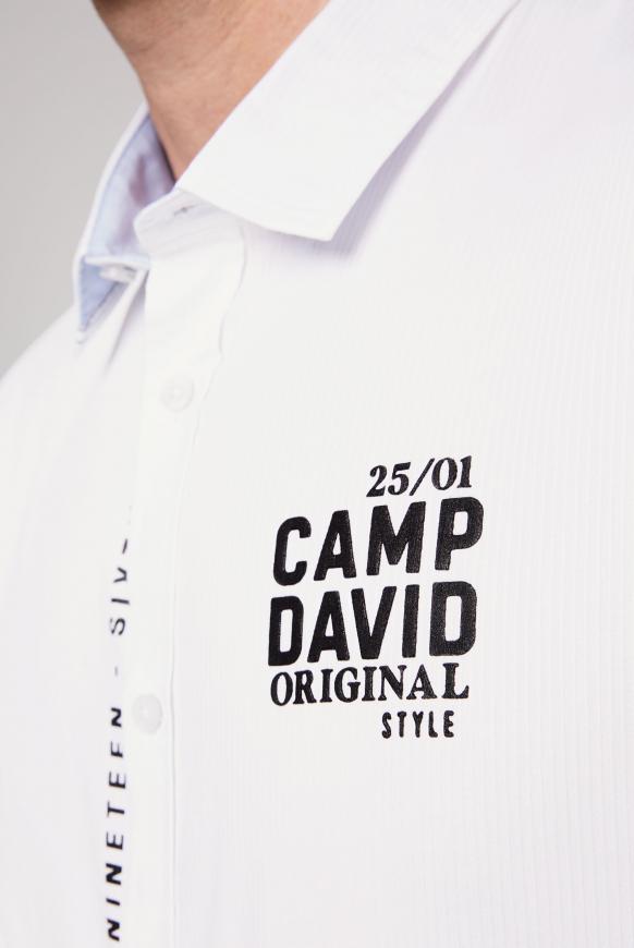 Langarmhemd mit Webstreifen und Logo Prints