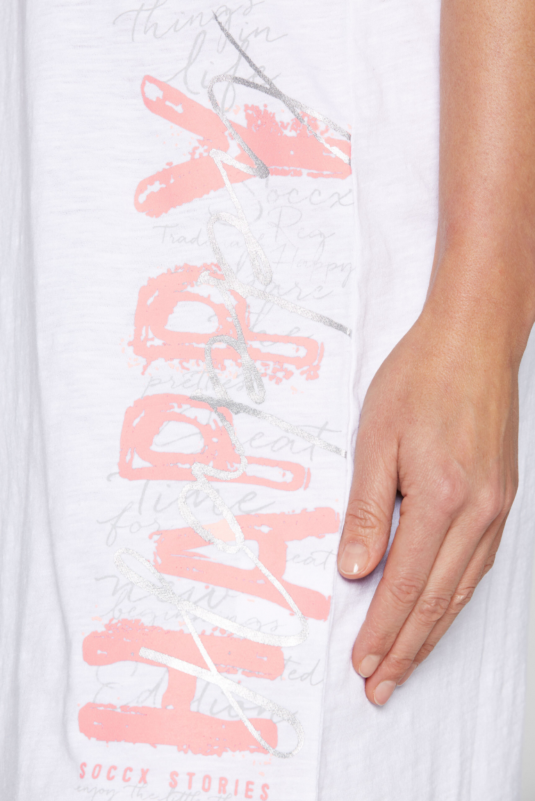 Ärmelloses Sommerkleid mit Wording Print