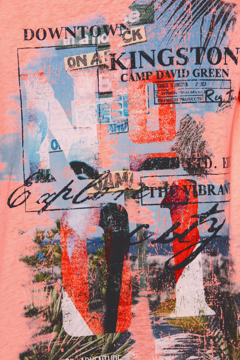 Ausbrenner-Shirt mit Photoprint im Vintage Look