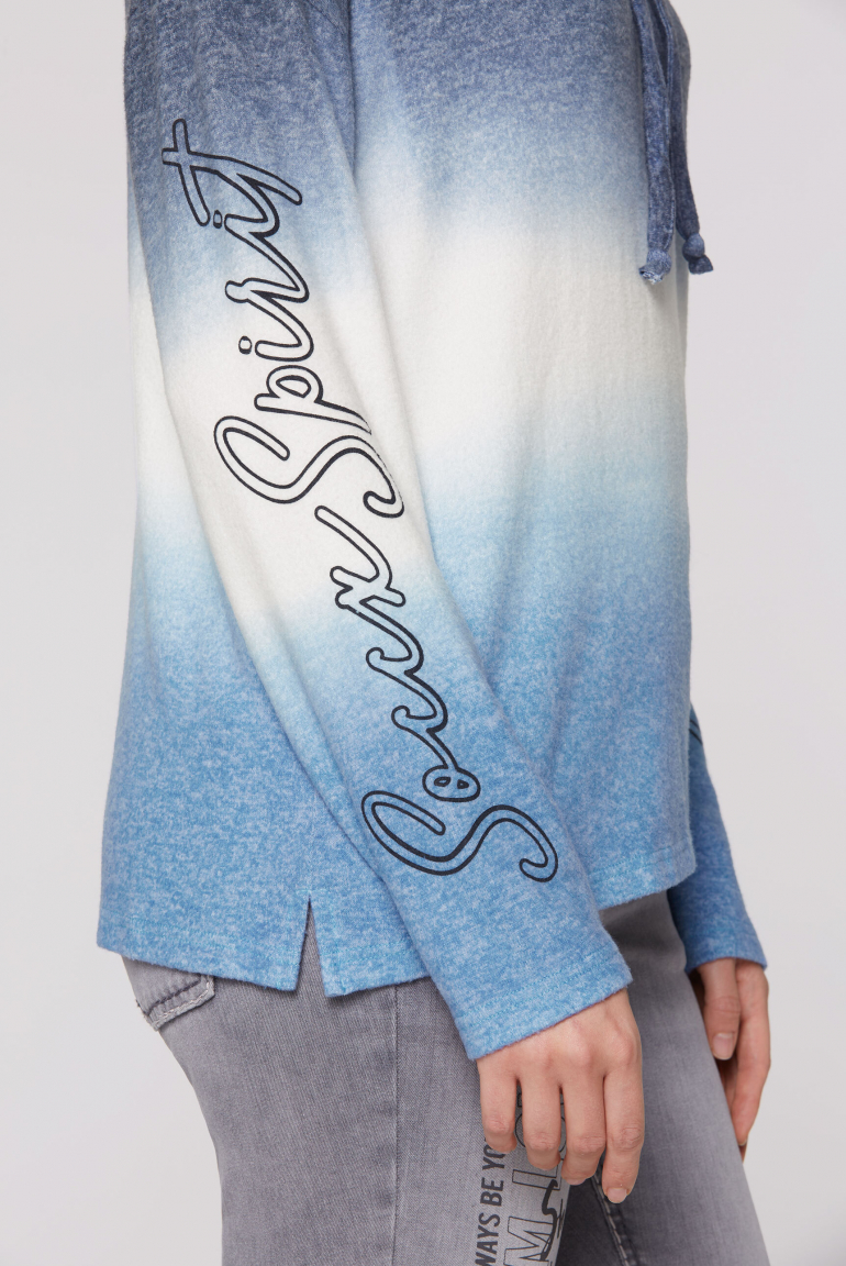 Dip Dye Flauschstrickpullover mit hohem Kragen