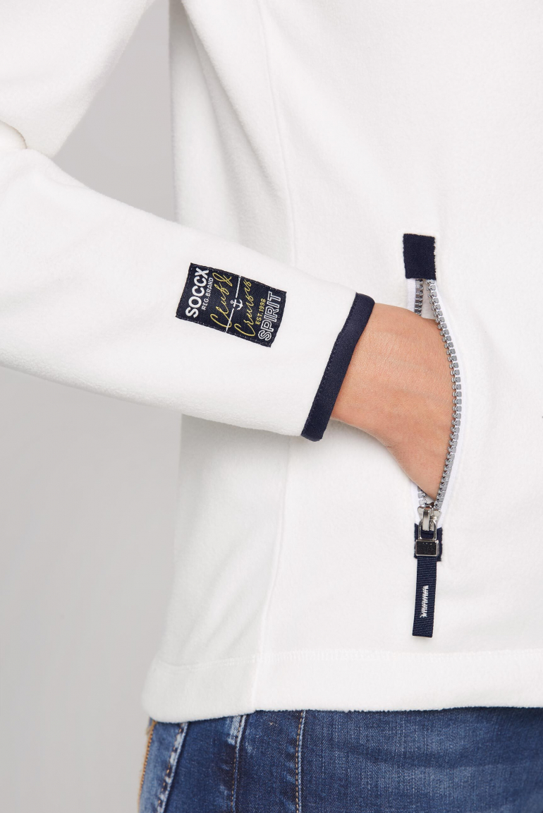 Fleecejacke mit hohem Kragen und Rücken-Print