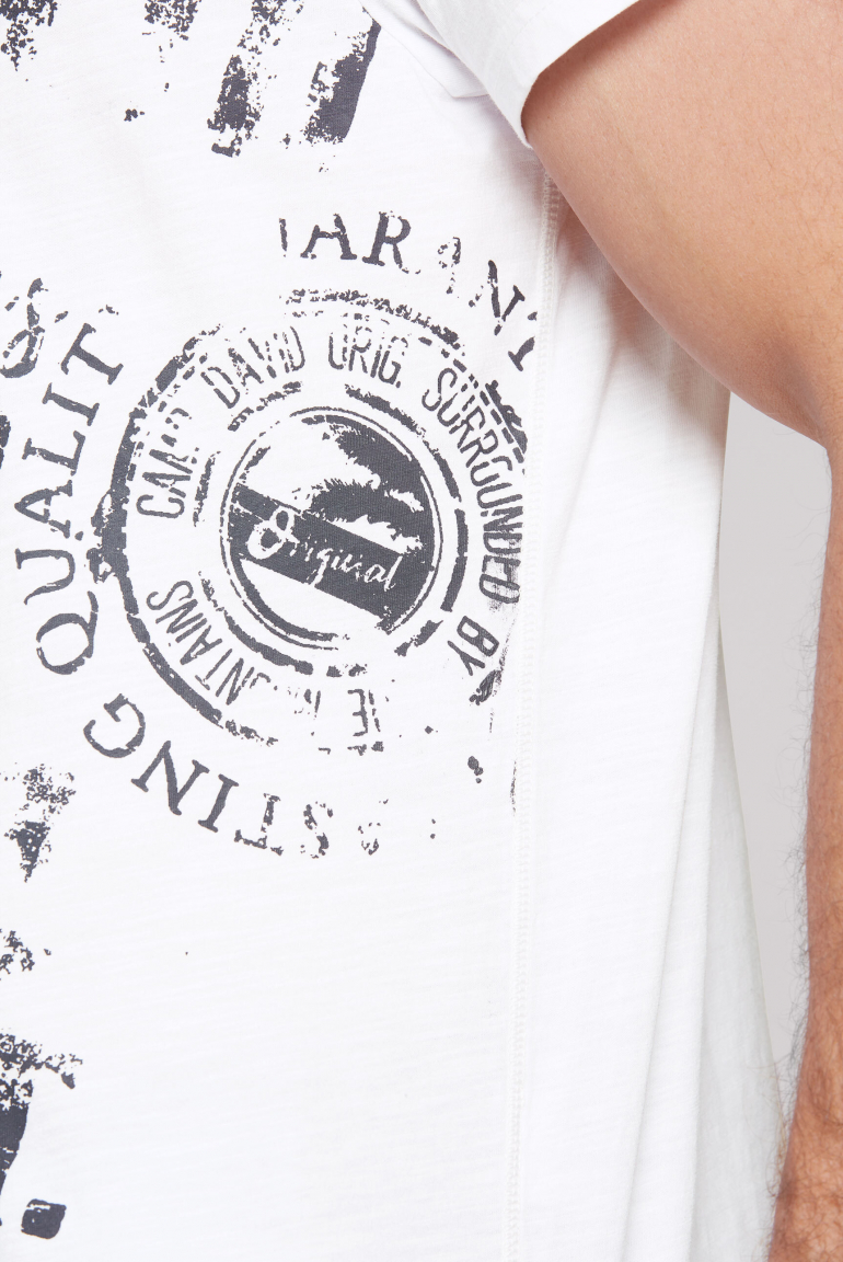 Henley-Shirt mit Wording Print im Used Look
