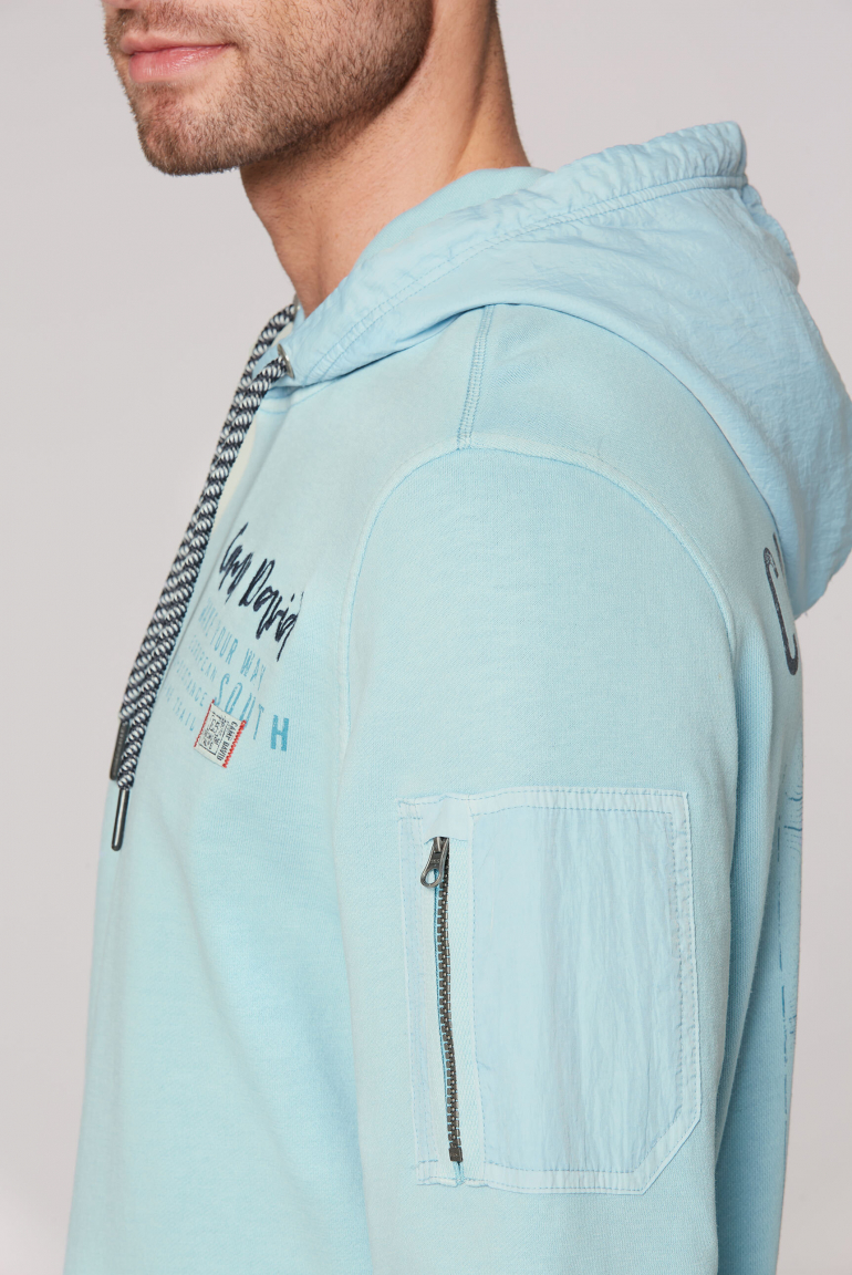 Hoodie im Materialmix mit Rücken-Print