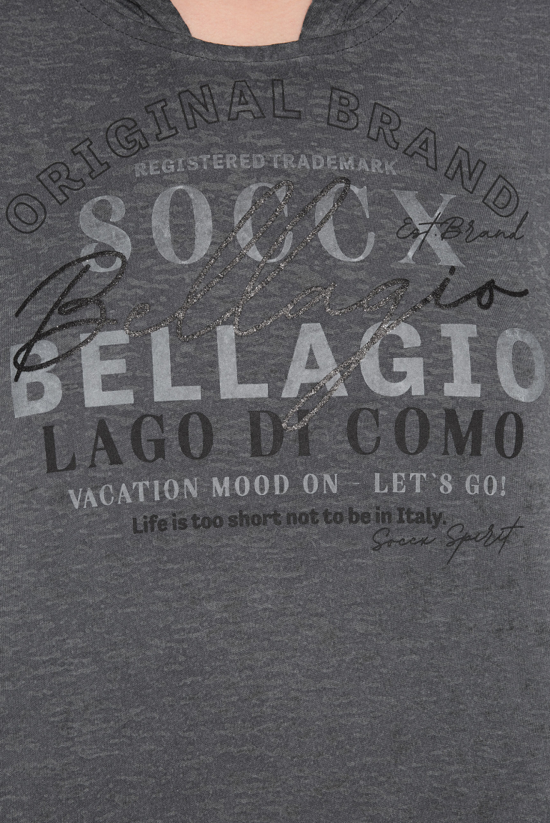 Hoodie-Shirt mit Ausbrenner-Effekten und Print
