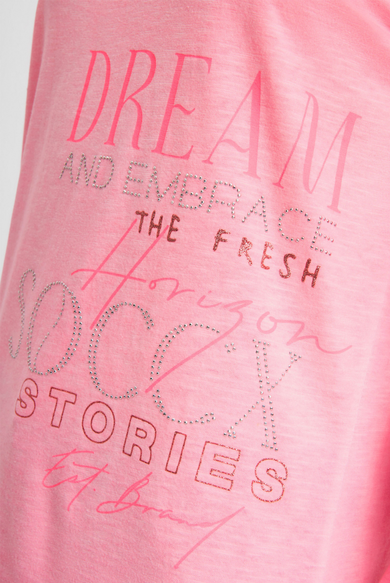 Langarmshirt mit Print und Schmucksteinen