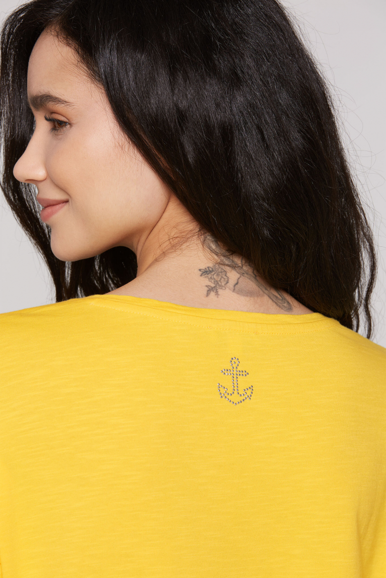 Langarmshirt mit V-Ausschnitt und Prints