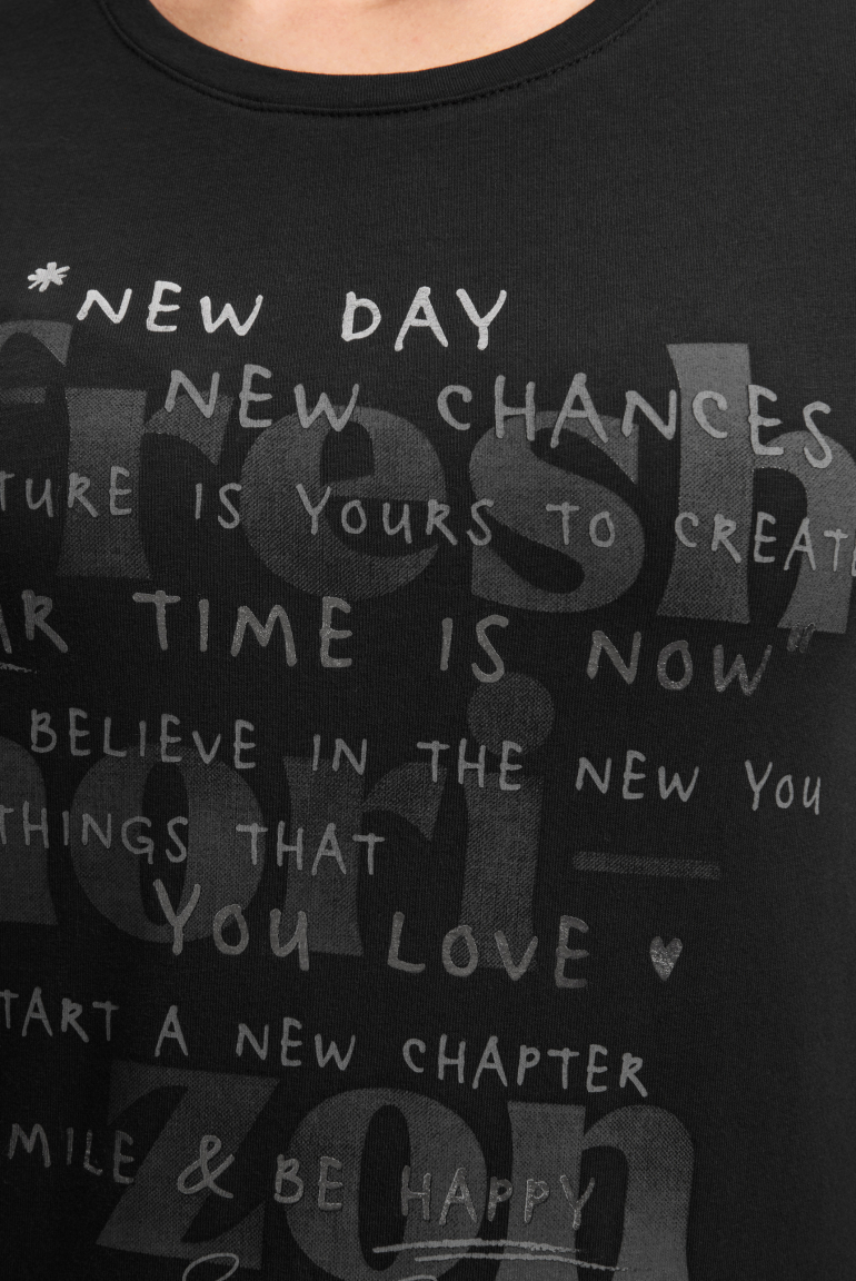 Langarmshirt Rundhals mit Wording Print