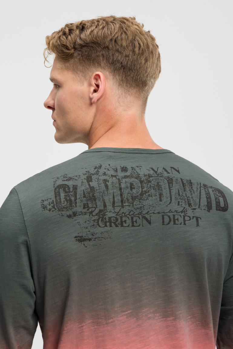 Longsleeve mit Dip-Dye-Effekt und Rücken-Print