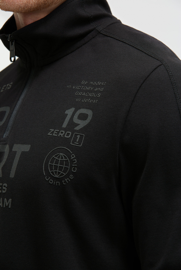 Longsleeve mit Troyer-Kragen und Artwork