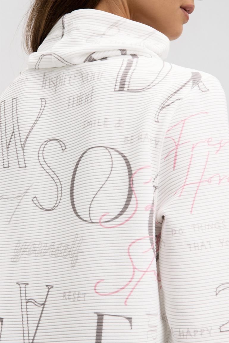 Strukturiertes Sweatshirt mit hohem Kragen und Artwork