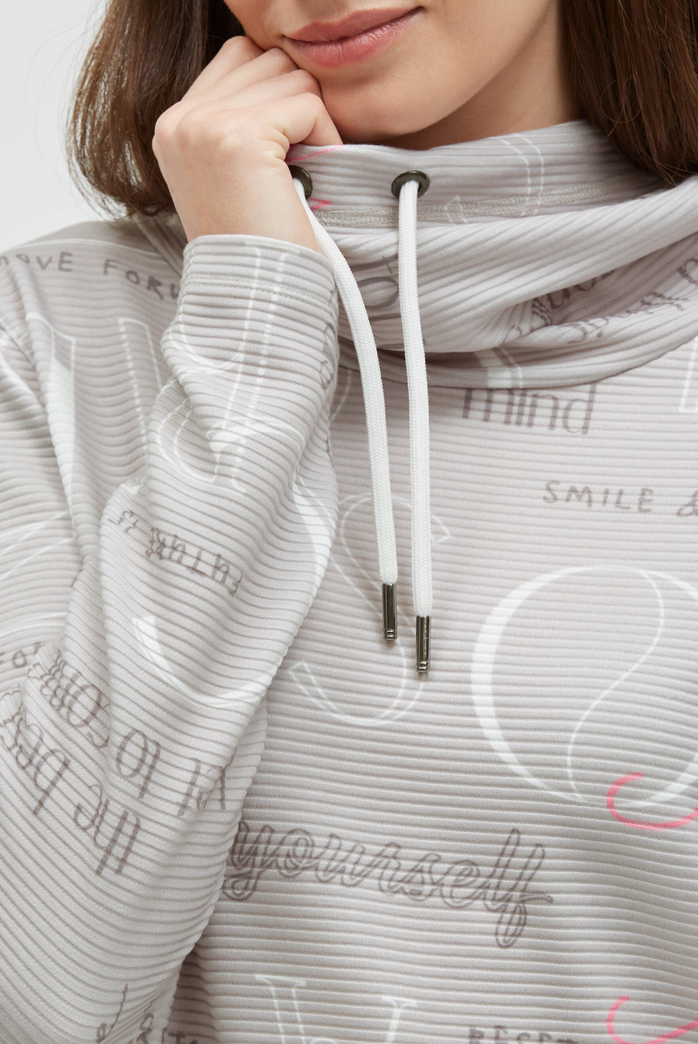 Strukturiertes Sweatshirt mit hohem Kragen und Artwork