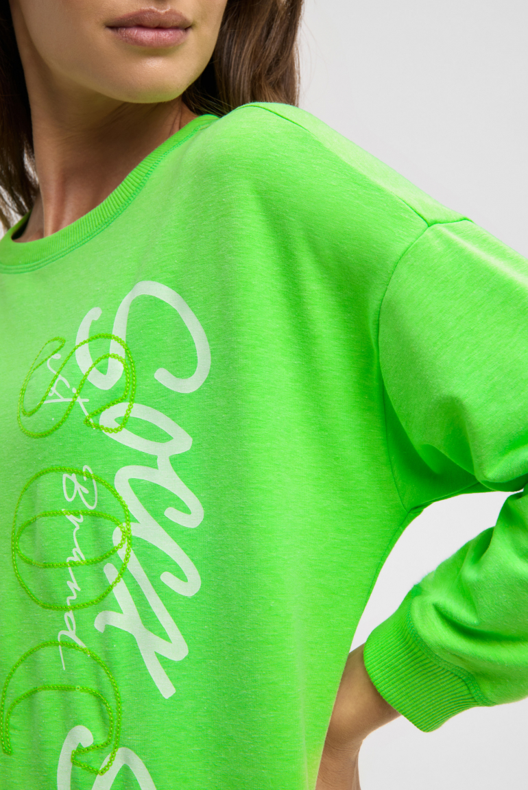 Sweatshirt mit Gummizugsaum und Pailletten-Logo