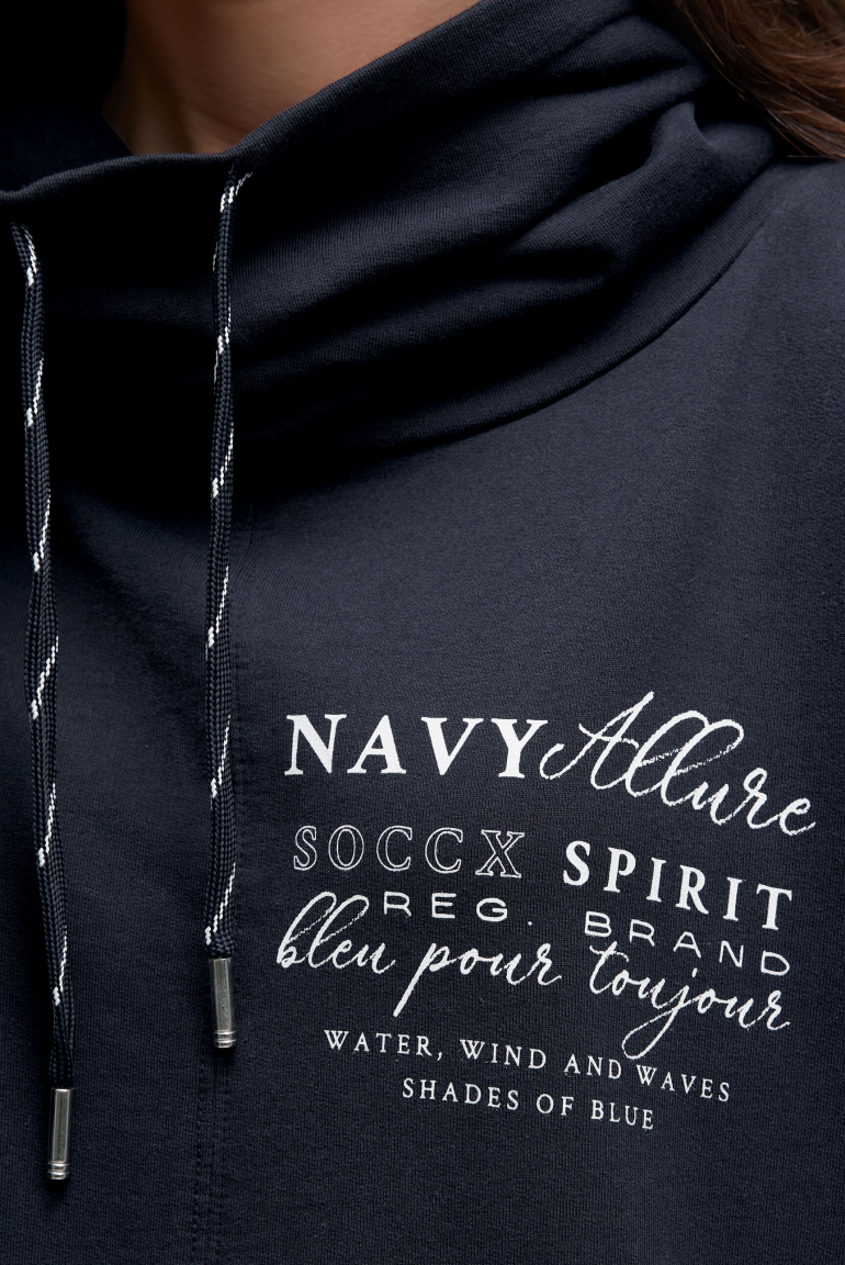 Sweatshirt mit hohem Kragen und Backprint