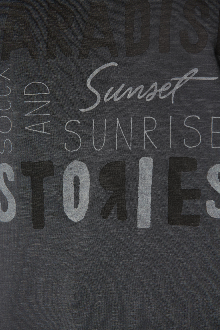 Sweatshirt mit verkürzten Ärmeln und Wording Print