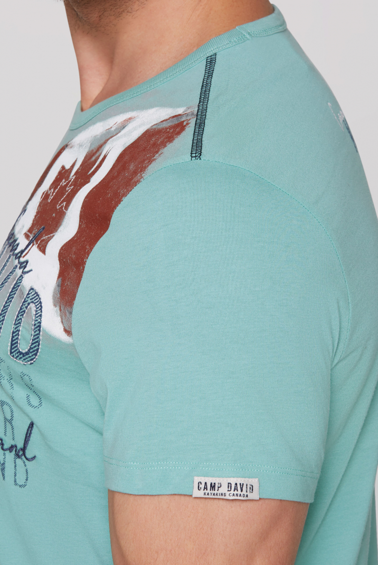 T-Shirt mit Photoprint und Stickereien