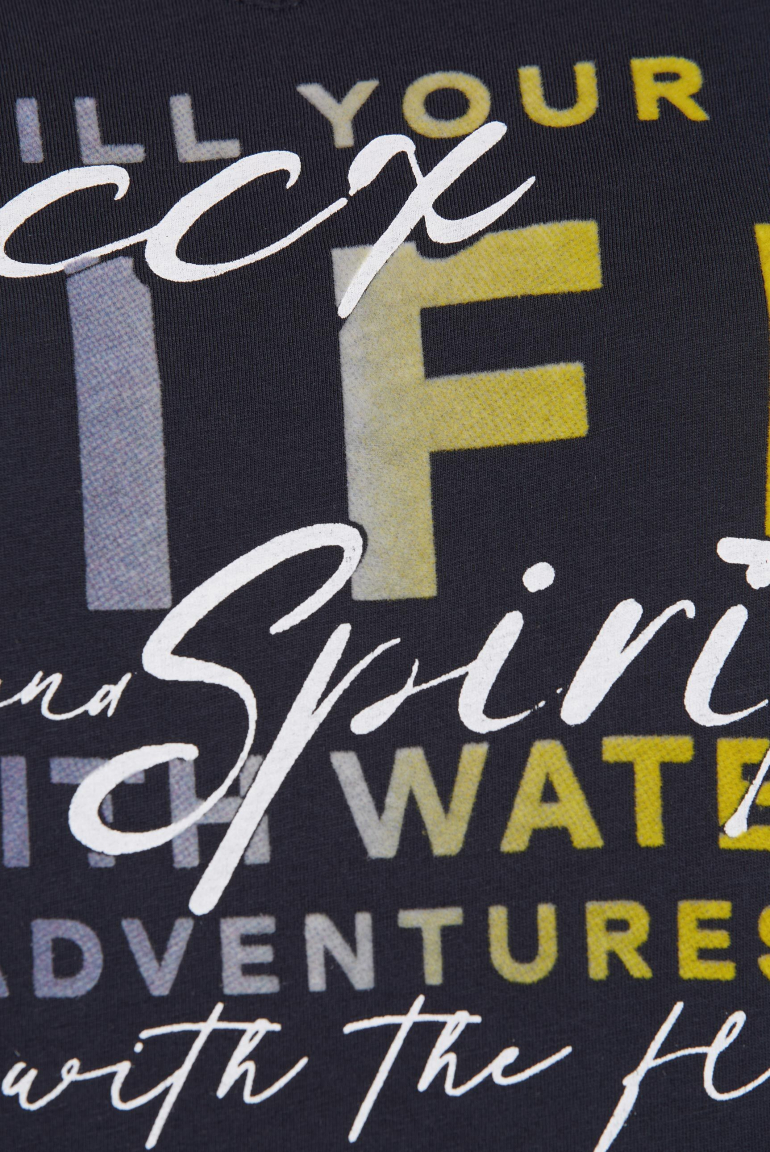 T-Shirt mit V-Ausschnitt und Artwork