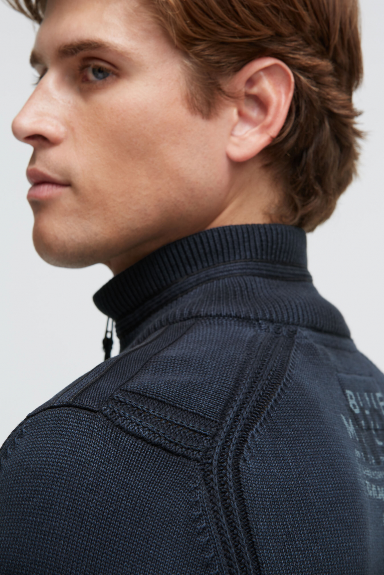 Troyer-Pullover mit Zipper, Tapes und Prints