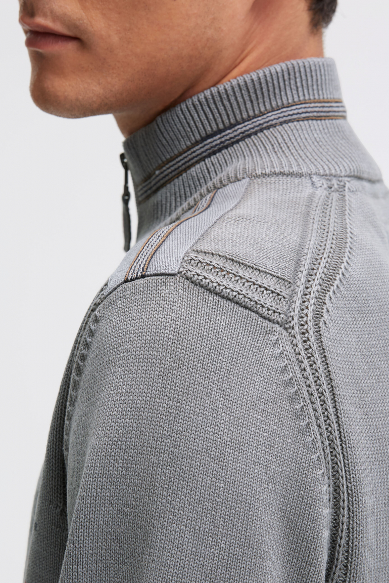 Troyer-Pullover mit Zipper, Tapes und Prints