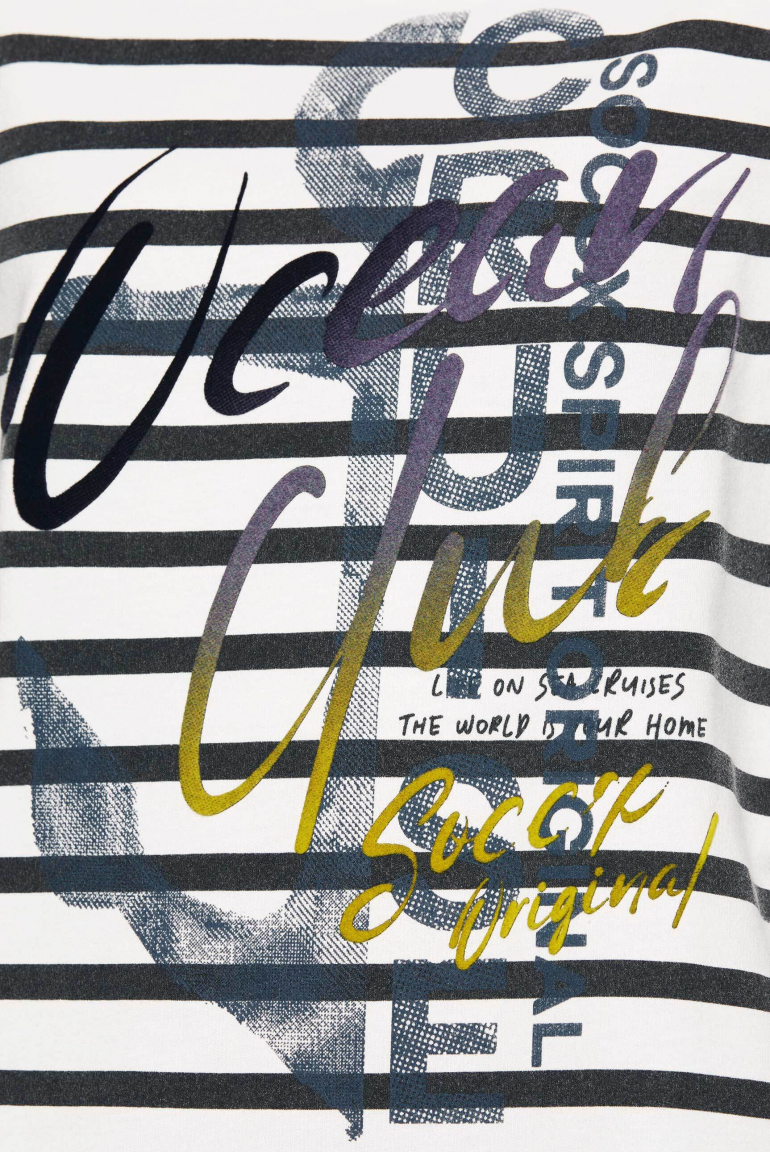 Troyer-Sweatshirt mit Streifen- und Flockprint