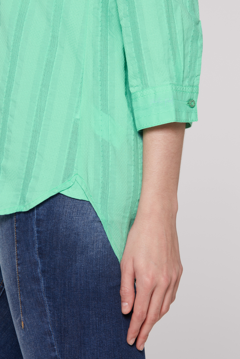 Tunika-Bluse mit Webstreifen und Print