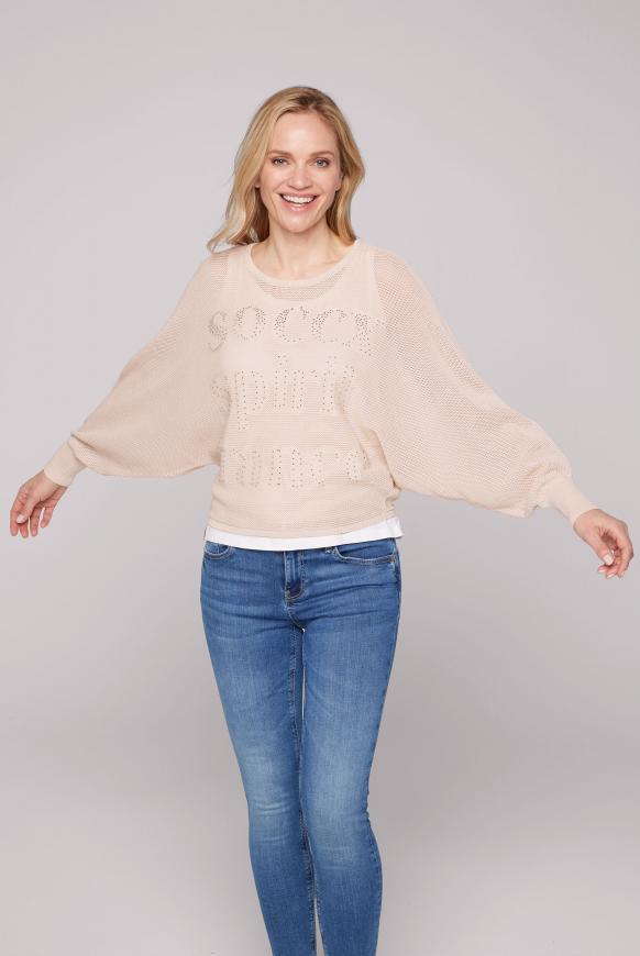 Cropped Mesh-Pullover mit Top, 2-in-1