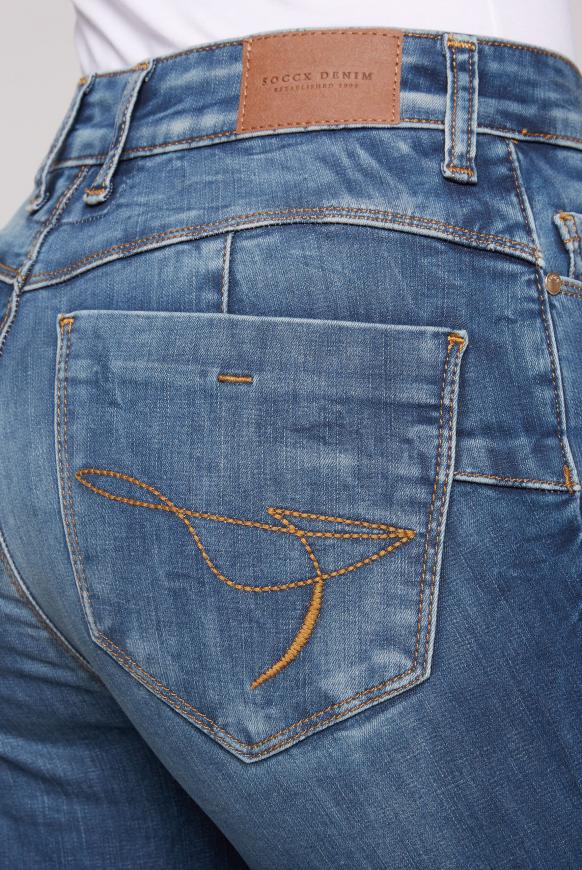 CAMP DAVID & SOCCX | Slim Fit Jeans mit Push-Up-Effekt blue used | Stretchjeans