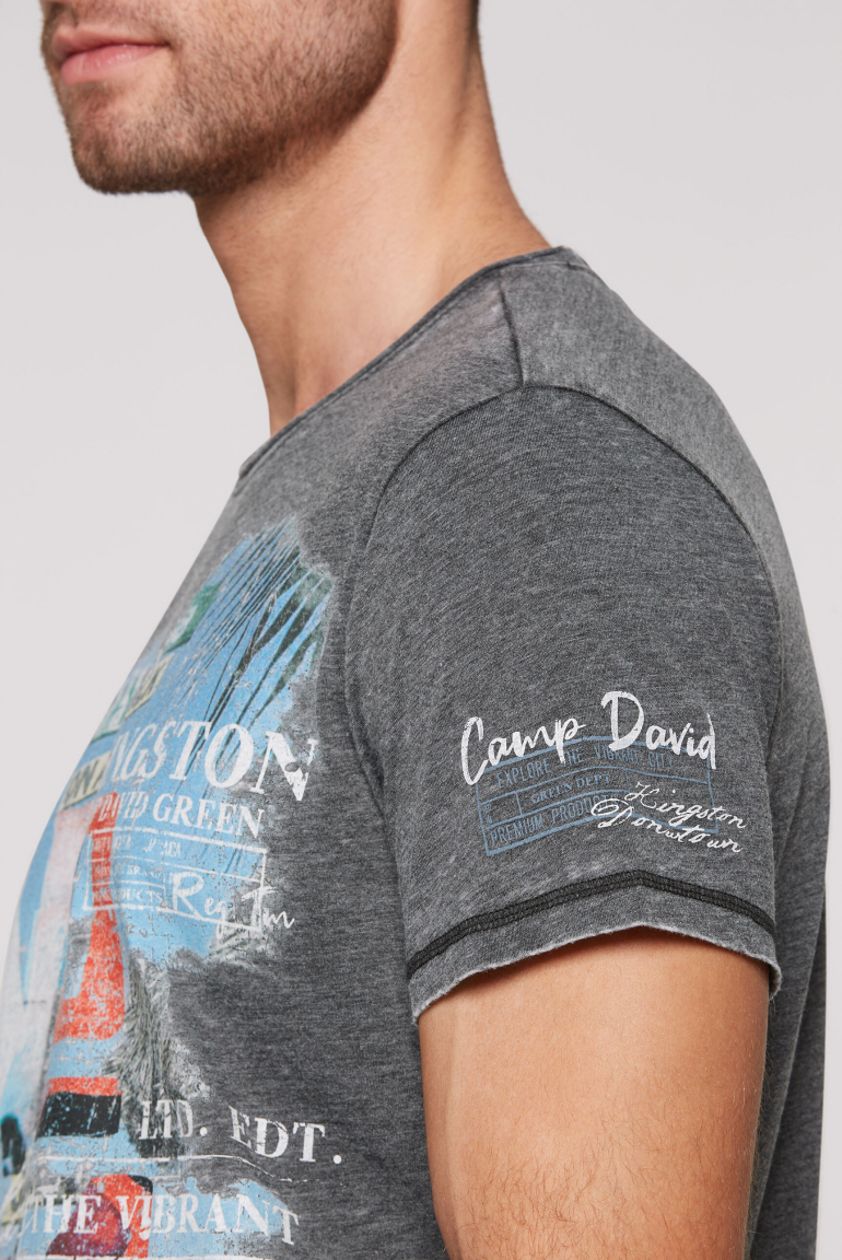 Ausbrenner-Shirt mit Photoprint im Vintage Look