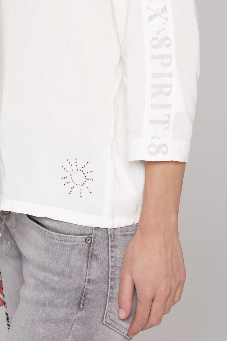 Bluse mit 3/4-Ärmeln und Logo-Tape