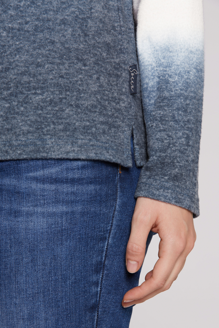 Dip Dye Flauschstrickpullover mit hohem Kragen