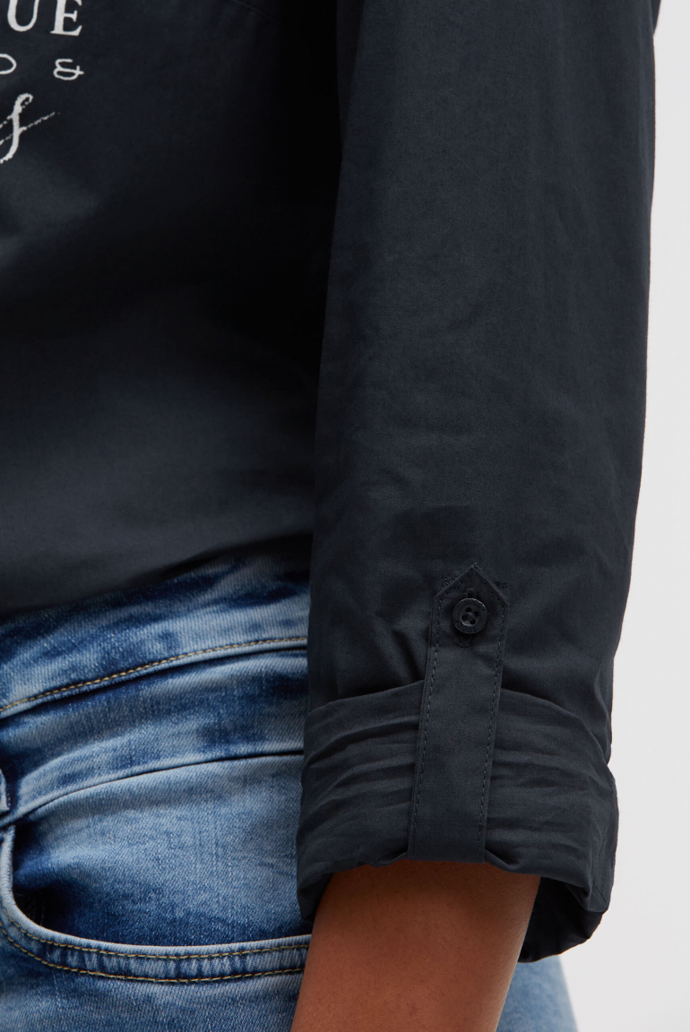 Langarmbluse mit Logo-Flock-Print